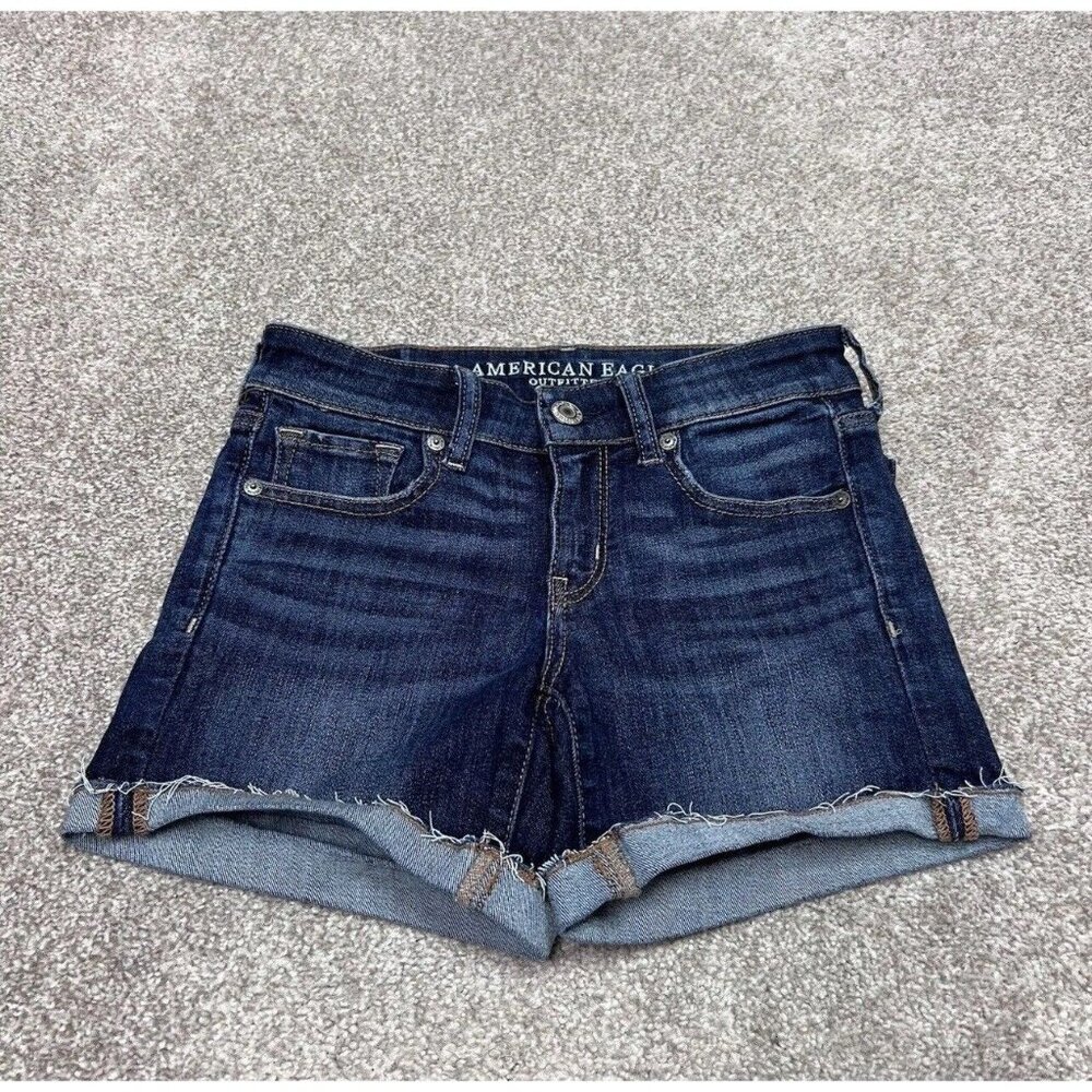 American Eagle Outfitters Midi Shorts Blue Denim Pockets Women’s Size 0
